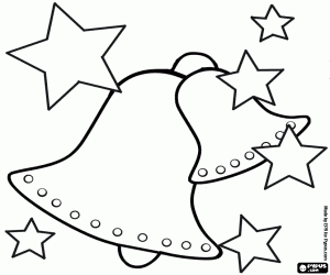 Colorear Campanas navideñas, grande y pequeña, con estrellas