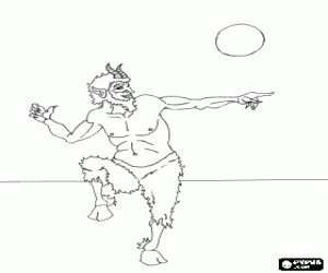 Colorear Fauno en la mitología romana o Pan en al mitología griega. Fauno bailando a la luz de la luna