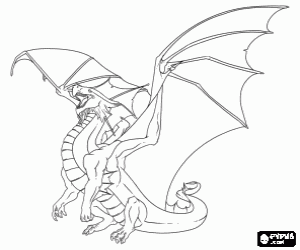 Colorear Fiero dragón con las alas extendidas