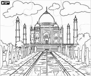 Colorear Puzzle del Taj Mahal, Agra, India. Rompecabezas de monumentos de Asia