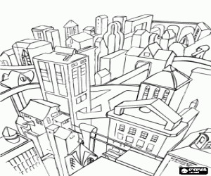 Dibujos para colorear de Ciudades y Pueblos , dibujos de Ciudades y ...